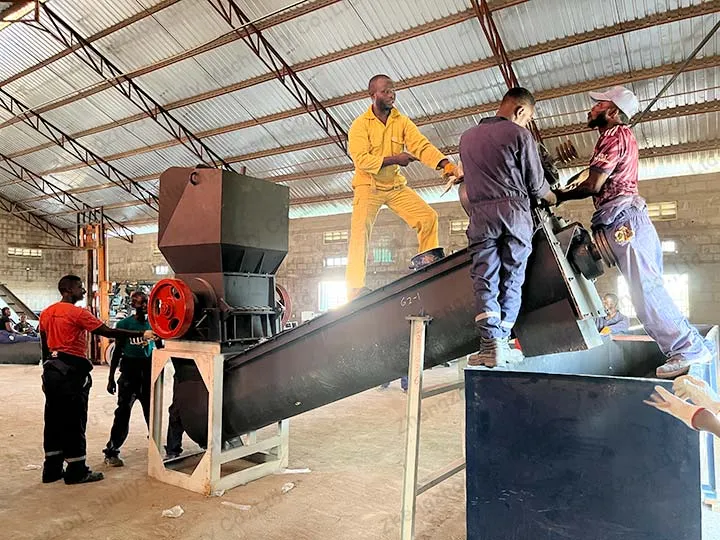 Plastic recycling shredder installation in Nigeria