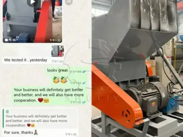 Feedback on plastic scrap grinder from customers in Tanzania